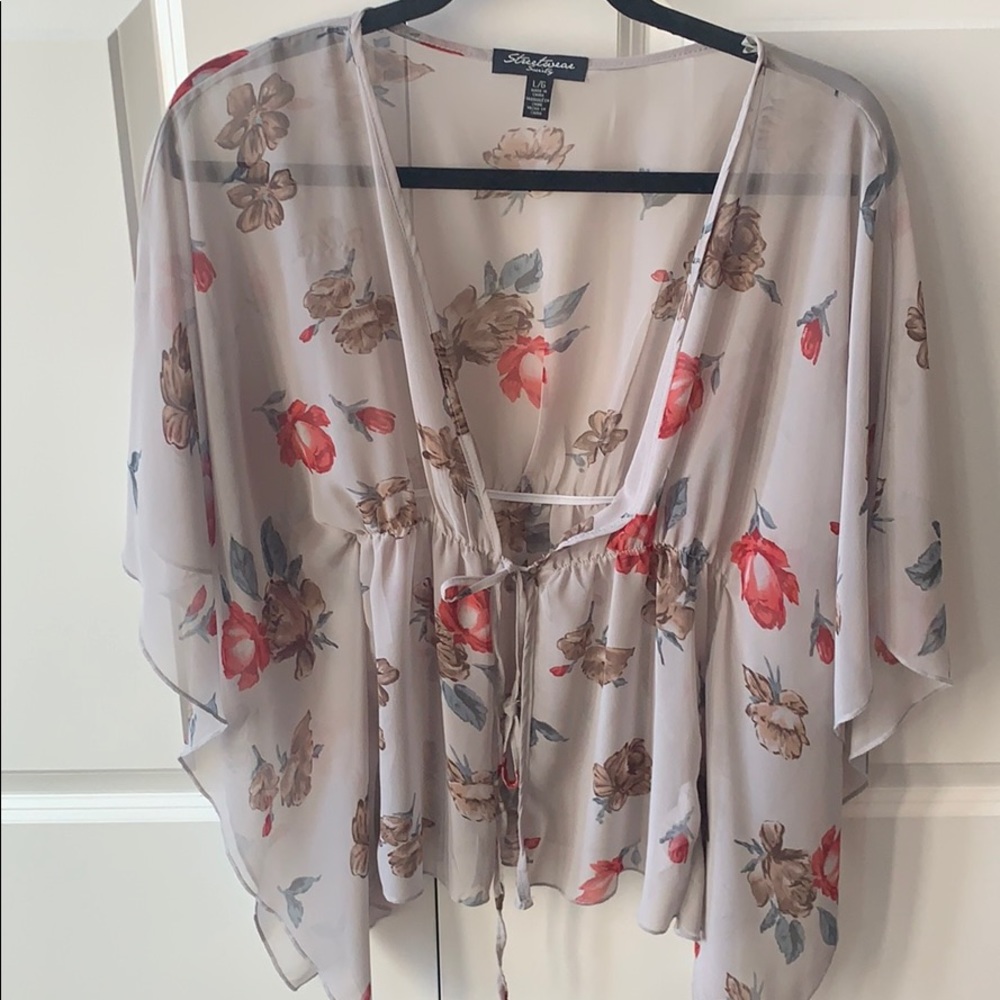 Sheer tie up blouse